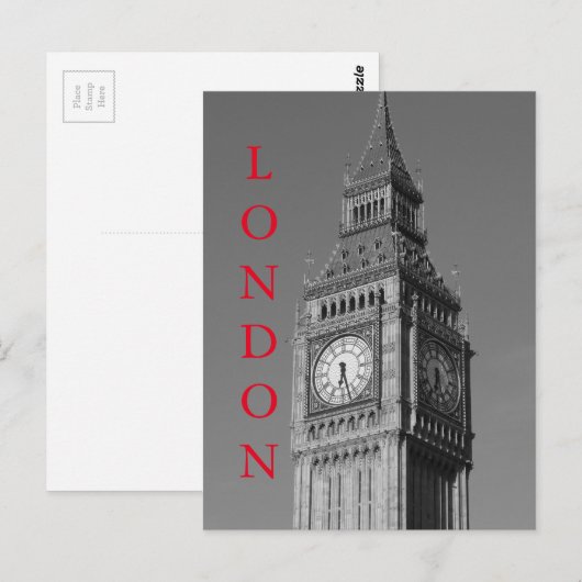 Black White Close Big Ben Clock Tower London Briefkaart (Voorkant / Achterkant)