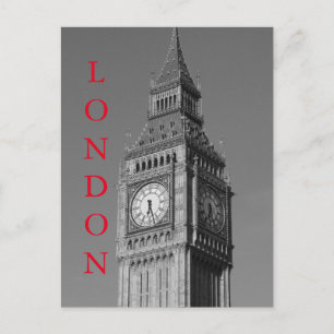 Black White Close Big Ben Clock Tower London Briefkaart