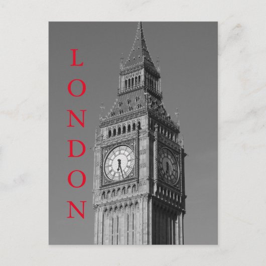 Black White Close Big Ben Clock Tower London Briefkaart (Voorkant)