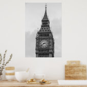 Black White Close Big Ben Clock Tower London Poster (Keuken)
