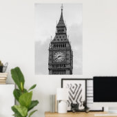Black White Close Big Ben Clock Tower London Poster (Thuiskantoor)