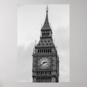 Black White Close Big Ben Clock Tower London Poster (Voorkant)
