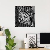 Black White Close Big Ben Clock Tower London Poster (Thuiskantoor)
