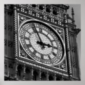 Black White Close Big Ben Clock Tower London Poster (Voorkant)