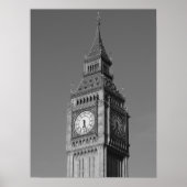Black White Close Big Ben Clock Tower London Poster (Voorkant)