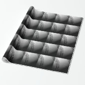 Black & White Close-up Baseball Cadeaupapier (Uitgerold)