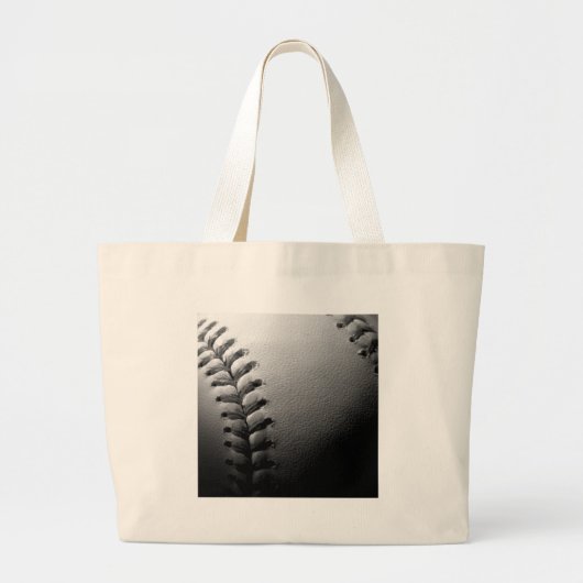 Black & White Close-up Baseball Grote Tote Bag (Voorkant)