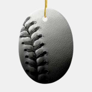 Black & White Close-up Baseball Keramisch Ornament