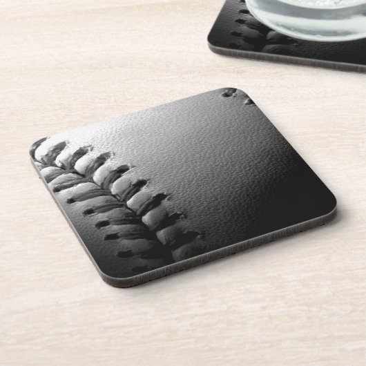 Black & White Close-up Baseball Onderzetter (Linkerzijde)