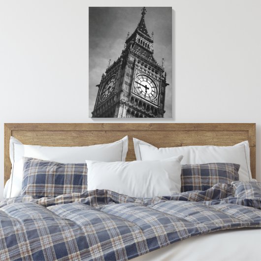 Black & White Close-up Big Ben London Reizen Canvas Afdruk (Insitu (Slaapkamer))