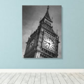 Black & White Close-up Big Ben London Reizen Canvas Afdruk (Insitu (Houten vloer))