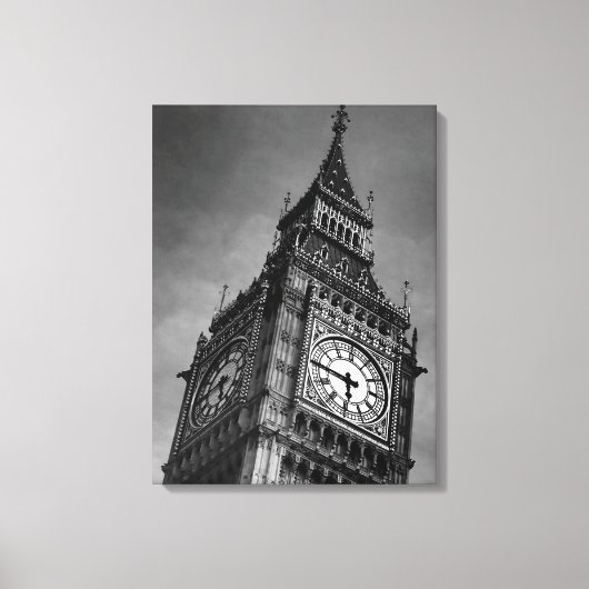 Black & White Close-up Big Ben London Reizen Canvas Afdruk (Voorkant)