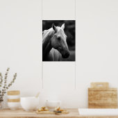Black White Closeup Horse Poster (Keuken)