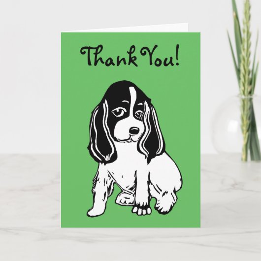 Black White Cocker Spaniel Green Hartelijk dank Bedankkaart (Voorkant)