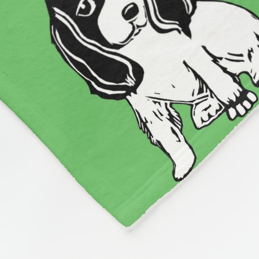 Black White Cocker Spaniels Green Fleece Blanket (Hoek)