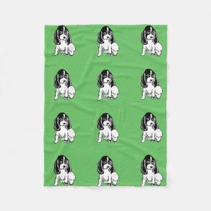 Black White Cocker Spaniels Green Fleece Blanket Deken