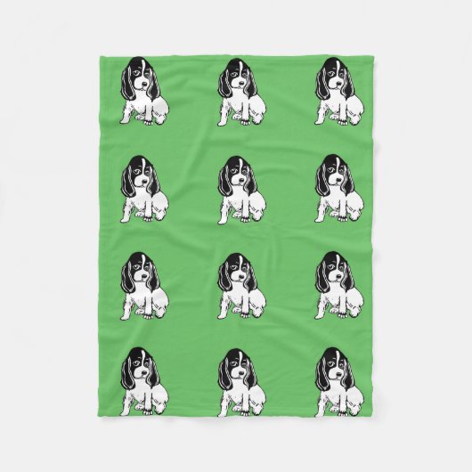 Black White Cocker Spaniels Green Fleece Blanket Deken (Voorkant)
