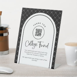 Black White College Fund QR-code voetstuk Reclamebord Met Voetstuk