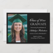 Black White College University Foto Afstuderen Aankondiging (Voorkant)