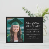 Black White College University Foto Afstuderen Aankondiging (Staand voorkant)