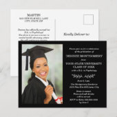 Black White College University Foto Afstuderen Uitnodiging Briefkaart (Voorkant / Achterkant)