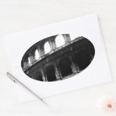 Black White Colosseum Roman Empire Ovale Sticker (Envelop)