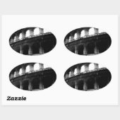 Black White Colosseum Roman Empire Ovale Sticker (Vel)