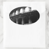 Black White Colosseum Roman Empire Ovale Sticker (Tas)