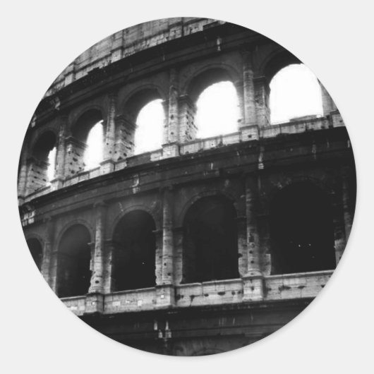 Black White Colosseum Roman Empire Ronde Sticker (Voorkant)