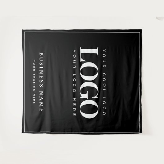 Black White Company Business Logo Backdrop Wandkleed (Voorkant (horizontaal))
