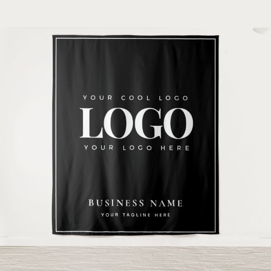 Black White Company Business Logo Backdrop Wandkleed (Voorkant)