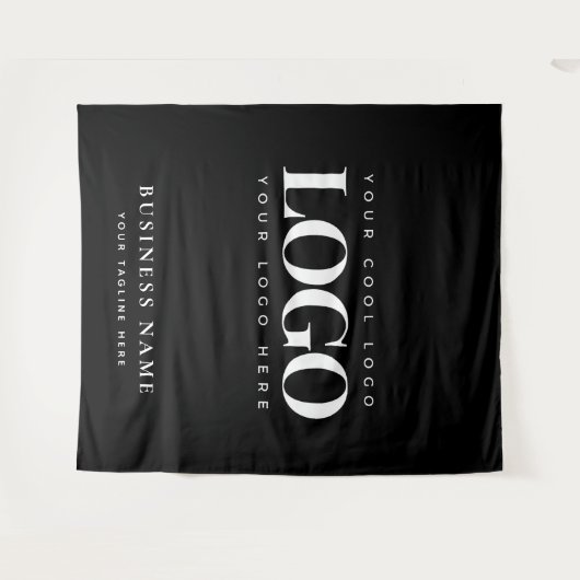 Black White Company Business Logo Event Backdrop Wandkleed (Voorkant (horizontaal))