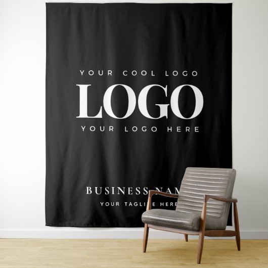 Black White Company Business Logo Event Backdrop Wandkleed (In situ)