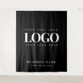 Black White Company Business Logo Event Backdrop Wandkleed (Voorkant)