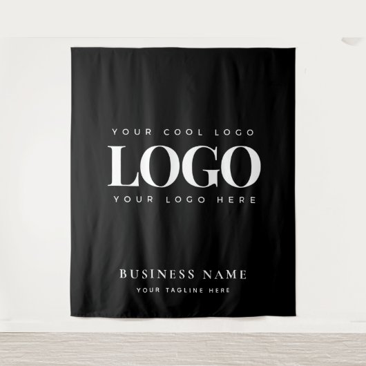 Black White Company Business Logo Event Backdrop Wandkleed (Voorkant)