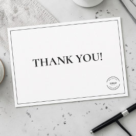Black White Company Logo Custom Simple Bedankkaart