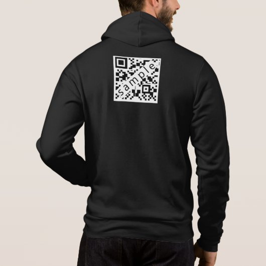 Black, White Company Logo'd Hoodie met QR-code (Achterkant)