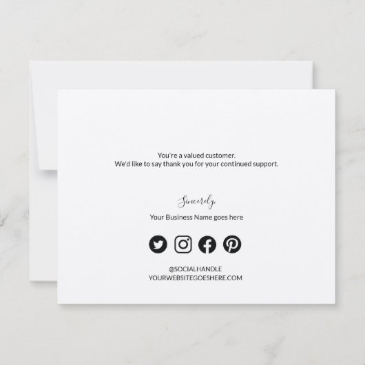 Black White Company — sociaal eenvoudig Bedankkaart (Achterkant)
