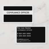 Black white compliance officer visitekaartjes (Voorkant / Achterkant)