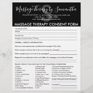 Black White Consent Budget Form Massage Therapy Flyer