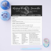Black White Consent Budget Form Massage Therapy Flyer (Enkel)