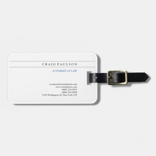Black White Consultant Advocaat bij advocatuur Bagagelabel (Voorkant horizontaal)