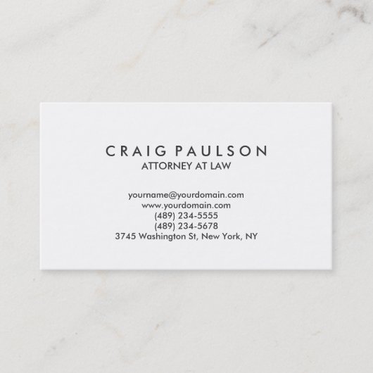 Black White Consultant Attorney Visitekaartje (Voorkant)