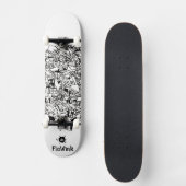 Black White Cool Artsy Persoonlijk Skateboard (Voorkant)