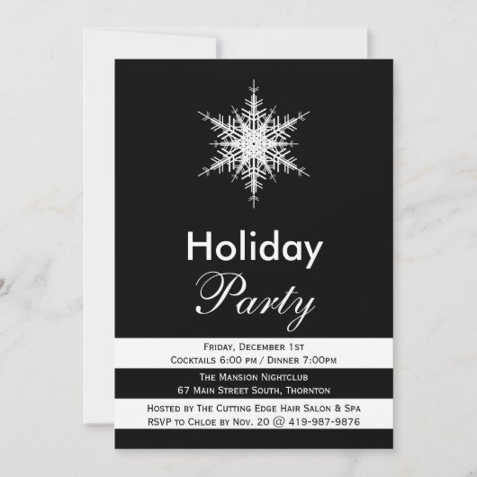 Black & White Corporate Holiday Party uitnodigen Kaart (Voorkant)