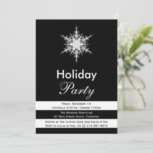 Black & White Corporate Holiday Party uitnodigen Kaart (Staand voorkant)