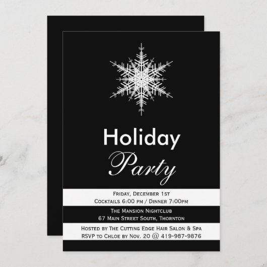Black & White Corporate Holiday Party uitnodigen Kaart (Voorkant / Achterkant)