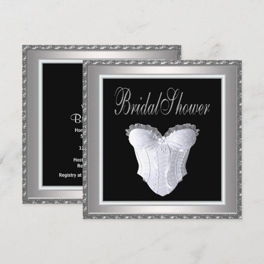 Black White Corset Vrijgezellenfeest Kaart (Voorkant / Achterkant)