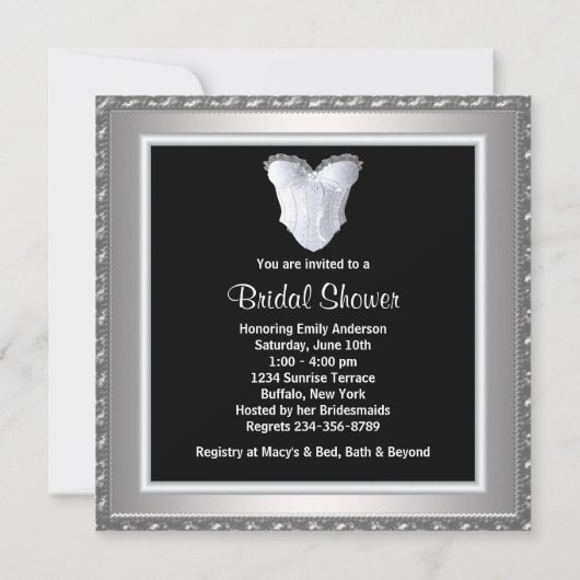 Black White Corset Vrijgezellenfeest Kaart (Achterkant)