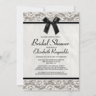 Black White Country Lace Bridal Shower-uitnodiging Kaart